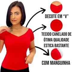 Imagem do Blusa Blusinha Feminina Canelada Manguinha Basica Com Bojo