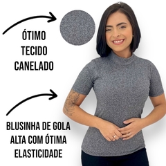 Blusinha Feminina Canelada Gola Alta De Manguinha Sem Bojo