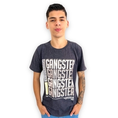 Camiseta Masculina Gangster Estampada Gola Careca