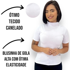 Blusinha Feminina Canelada Gola Alta De Manguinha Sem Bojo - comprar online