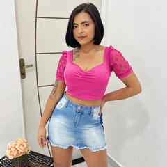 Blusinha Cropped Canelado Ribana Manguinha Blusa Feminino - loja online