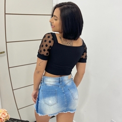 Blusinha Cropped Canelado Ribana Manguinha Blusa Feminino - comprar online