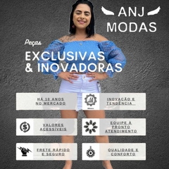 Saia Jeans Cintura Alta Curta Desfiada Branca - ANJ MODAS