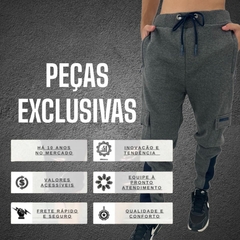 Calça Moletom Masculina Cargo Gangster Com Punho Caminhada - comprar online