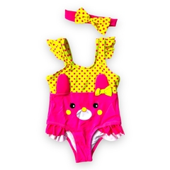 Maio Infantil Menina Bebe + Tiara Laço Proteção Solar Uv 50