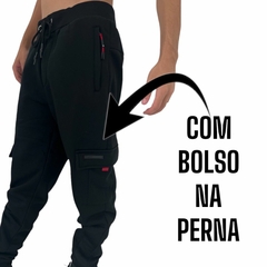 Imagem do Calça Moletom Masculina Cargo Gangster Com Punho Caminhada