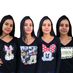 Blusinha manga longa feminina estampada - loja online