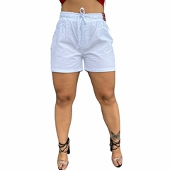 Shorts Feminino Bermuda Branca Jogger Premium Com Elastano