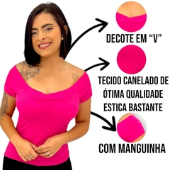 Blusa Blusinha Feminina Canelada Manguinha Basica Com Bojo - ANJ MODAS