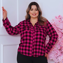 Camisa Xadrez Feminina Plus Size Festa Junina Manga Longa