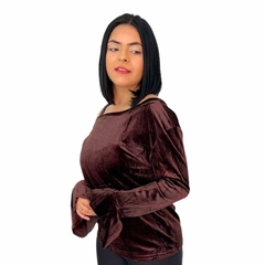 Blusinha Blusa Feminina Manga Longa Morcego Camurça Inverno