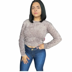 Blusa Cropped Feminina Pelinho Gola Redonda Inverno Felpudo - comprar online