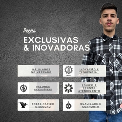 Imagem do Camisa Flanelada Xadrez Masculina Manga Longa Lenhador