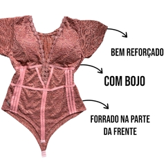 Body Bori Manguinha De Renda Tamanho Grande Moda Plus Size