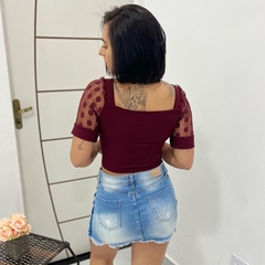 Blusinha Cropped Canelado Ribana Manguinha Blusa Feminino - loja online