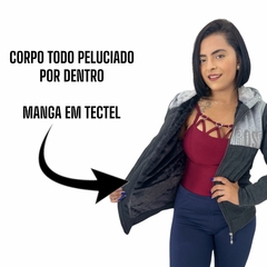 Blusa Moletom Feminina Aberta Capuz Peluciada Por Dentro