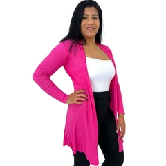 Cardigã Cardigan Feminino Aberto Casaquinho Longo Detalhado - comprar online