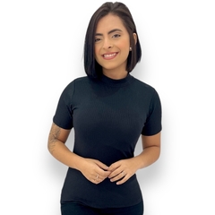 Blusinha Feminina Canelada Gola Alta De Manguinha Sem Bojo - comprar online