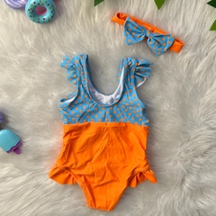 Maio Infantil Menina Bebe + Tiara Laço Proteção Solar Uv 50