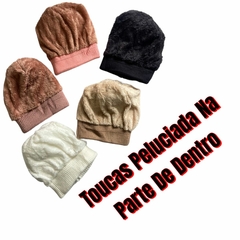 Imagem do Touca Gorro Capuz De Lã C/pompom Pelúcia Cores Lindas!