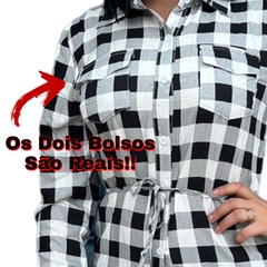 Imagem do Vestido Xadrez Feminina Estilo Premum Camisão Com Cinto