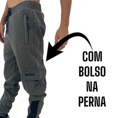 Calça Moletom Masculina Cargo Gangster Com Punho Caminhada - loja online