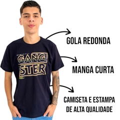 Camiseta Masculina Gangster Estampada Gola Careca - ANJ MODAS