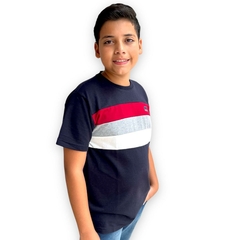 Camiseta Menino Juvenil Gola Careca Detalhada Original