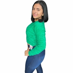 Imagem do Blusa Cropped Feminina Pelinho Gola Redonda Inverno Felpudo