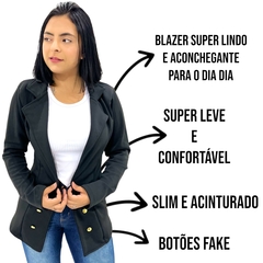 Imagem do Casaquinho Blazer Feminino Social Acinturado Casaco Slim