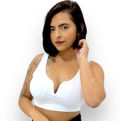 Imagem do Blusinha Cropped Feminino Curto Decote Em V Com Bojo