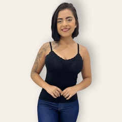 Regatinha Feminina Com Bojo Com Alcinha Detalhe Com Renda - ANJ MODAS