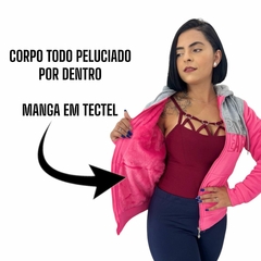 Blusa Moletom Feminina Aberta Capuz Peluciada Por Dentro - comprar online