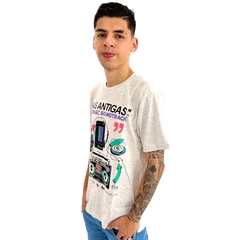 Camiseta Masculina Manga Curta Gola Careca Estampada Basica na internet