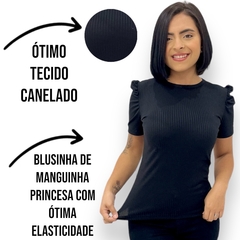 Imagem do Blusinha Feminina Canelada Longa Manguinha Princesa