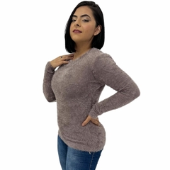 Blusa Casaco Feminina Pelinho Grosso Gola Redonda Felpudo - ANJ MODAS