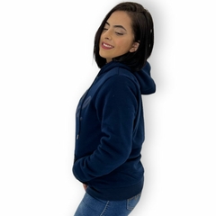 Blusa Moletom Feminina Peluciada Aberta Com Capuz Inverno