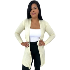 Cardigã Cardigan Feminino Aberto Casaquinho Longo Detalhado