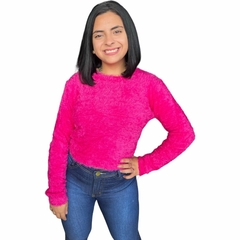 Blusa Cropped Feminina Pelinho Gola Redonda Inverno Felpudo - loja online