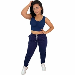 Calça Moletom Feminina Flanelada Lisa Sem Estampa Com Punho