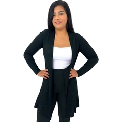 Cardigã Cardigan Feminino Aberto Casaquinho Longo Detalhado