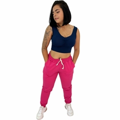 Calça Moletom Feminina Flanelada Lisa Sem Estampa Com Punho