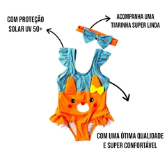 Maio Infantil Menina Bebe + Tiara Laço Proteção Solar Uv 50 - ANJ MODAS