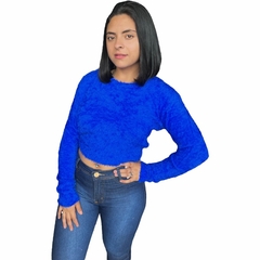 Blusa Cropped Feminina Pelinho Gola Redonda Inverno Felpudo - comprar online