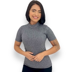 Blusinha Feminina Canelada Gola Alta De Manguinha Sem Bojo - ANJ MODAS