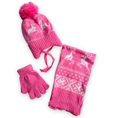 Kit Touca+Cachicol+Luva Infantil Menino Menina Inverno