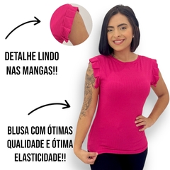 Imagem do Blusinha Feminina Caneladinha Manguinha Morcego Sem Bojo