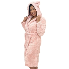 Roupão Feminino Peluciado Inverno Com Orelhinhas Na Touca - loja online