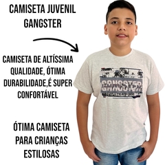 Camiseta Menino Juvenil Gola Redonda Estampada Gangster - ANJ MODAS