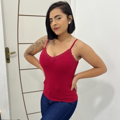 Regatinha Feminina Com Bojo Com Alcinha Detalhe Com Renda - loja online